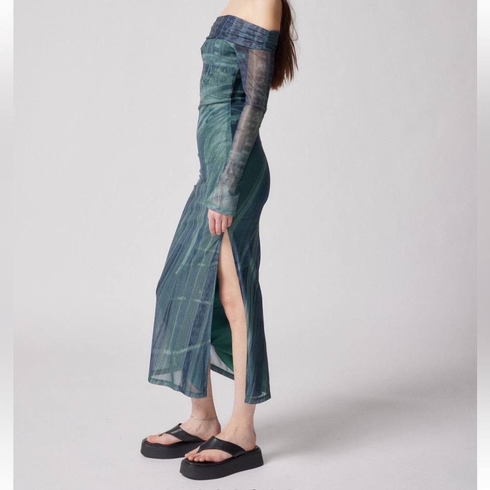🌿 NWT Women’s Urban Outfitters Mesh Off-the-Shoulder Midi Dress 💥 - Picture 4 of 9
